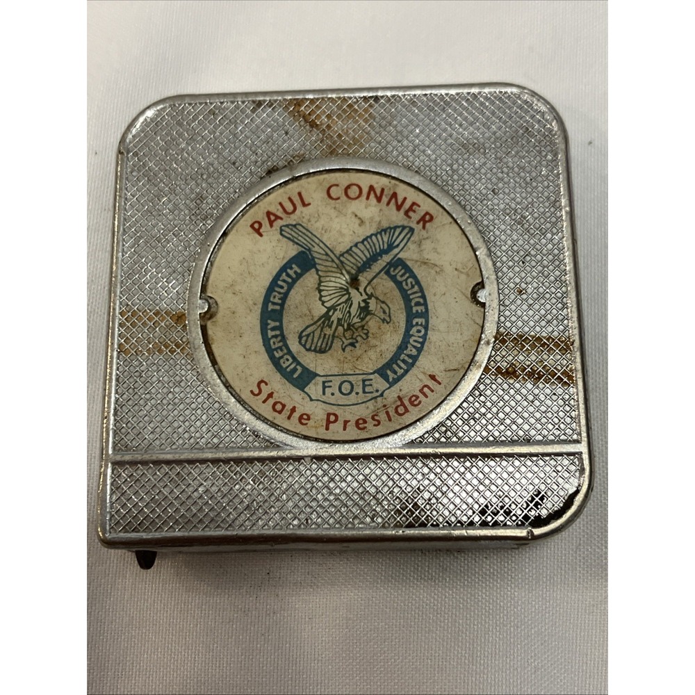 Fraternal Order of Eagles FOE Vintage Silver Tone Promotional Measuring Tape